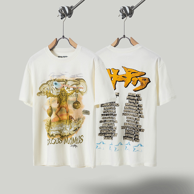 Travis de manga corta M mark Scott pequeño pato amarillo cactus relámpago rap tour TS pareja conjunta camiseta de hip-hop