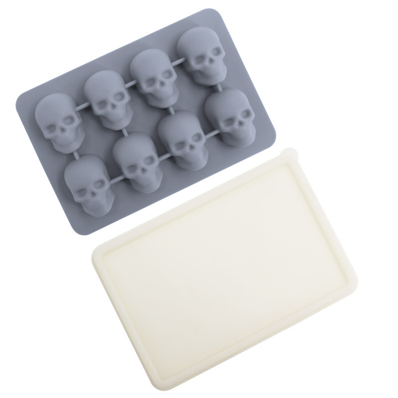 Whisky transfronterizo de dibujos animados rejilla de hielo de silicona molde de hielo con tapa molde de hielo para hockey sobre hielo caja de almacenamiento de hielo para el hogar en stock