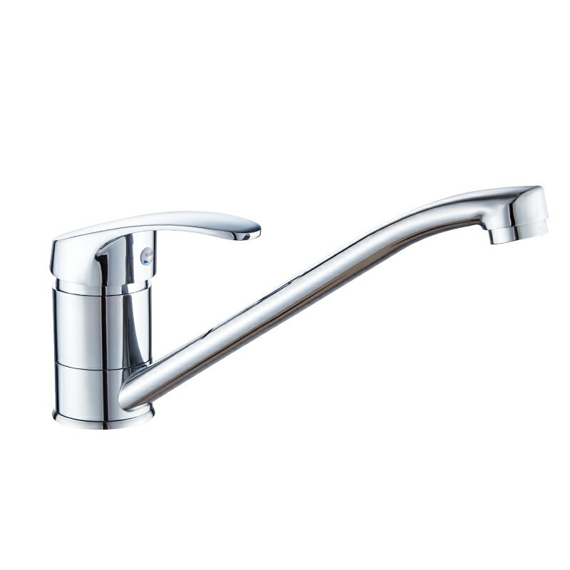 Modern Minimalist Kitchen Sink Deck-Mounted Single-Handle Zinc Kitchen Faucet Chrome Single Lever Hot and Cold Water