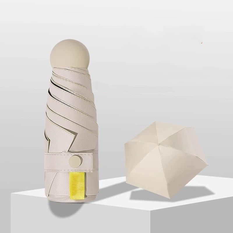 Small handheld umbrella, capsule solar-powered, sun protection, UF-protection