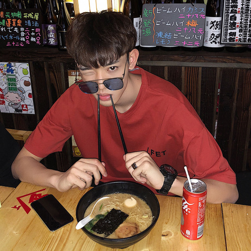 Summer Short Sleeve Men Loose 5-Button Sleeve T-Shirt Korean Style Trendy Half Sleeve Men Simple Versatile T-Shirt Top