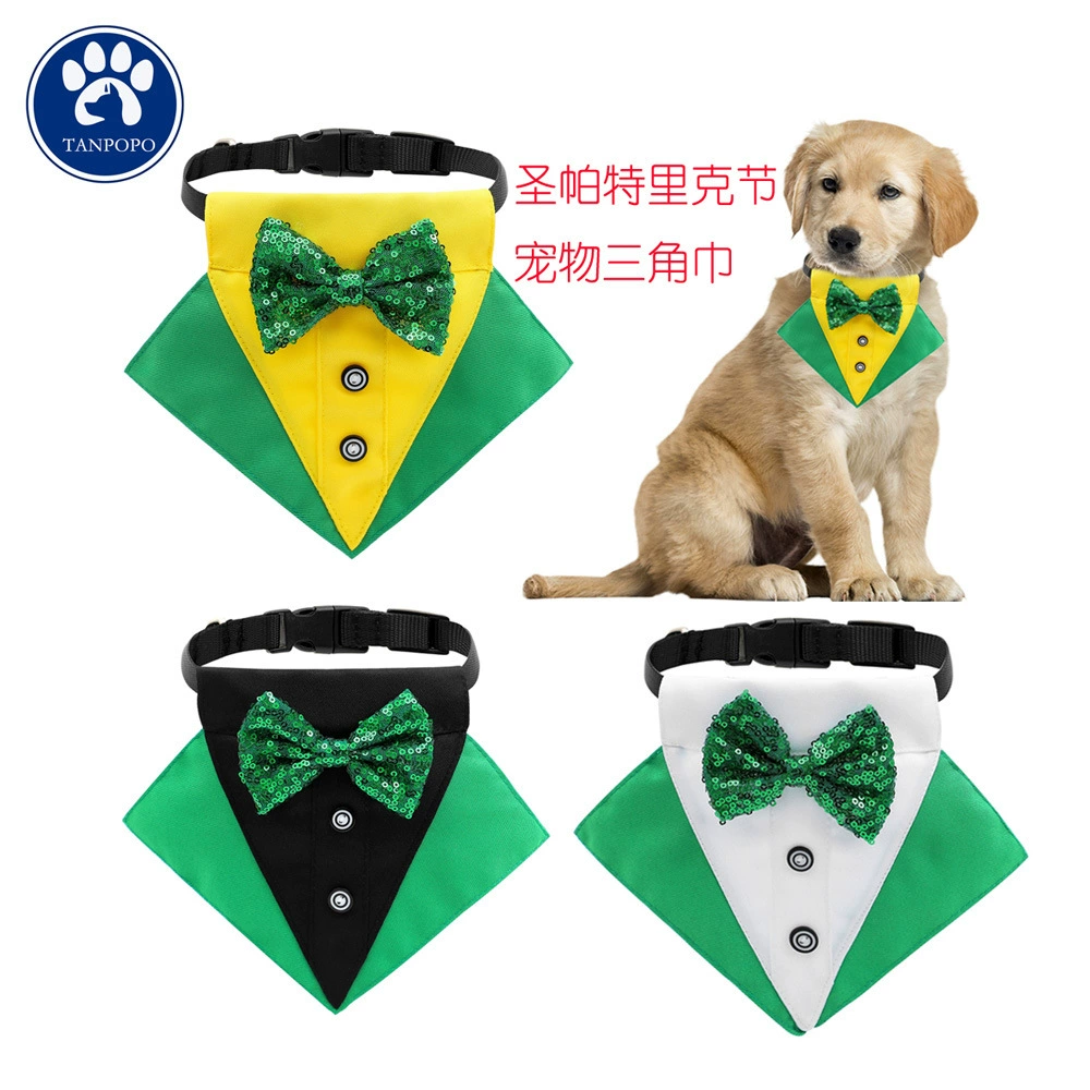 В наличии трансграничное новое полотенце слюны собаки ко Дню Святого Патрика ирландский день шарф для домашних животных треугольное полотенце оптом