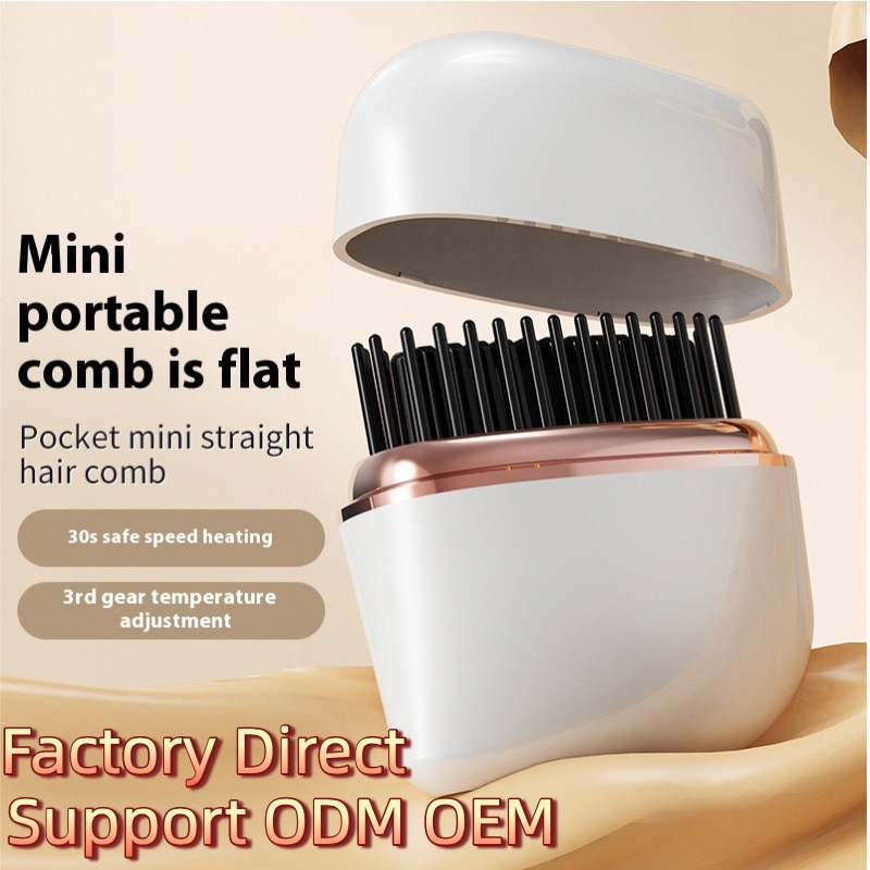 Spot Cross-Border New Wireless Hair Straightening Comb Negative Ion Does Not Damage Hair Portable Straightening and Curling Dual-Purpose Lazy Charging Hair Straightener