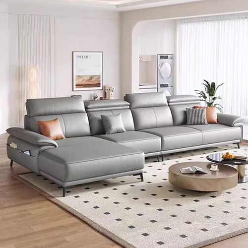 New lightweight luxury cat scratch-resistant leather sofa for living room, small apartment, minimalist modern washable three-seater straight leather sofa