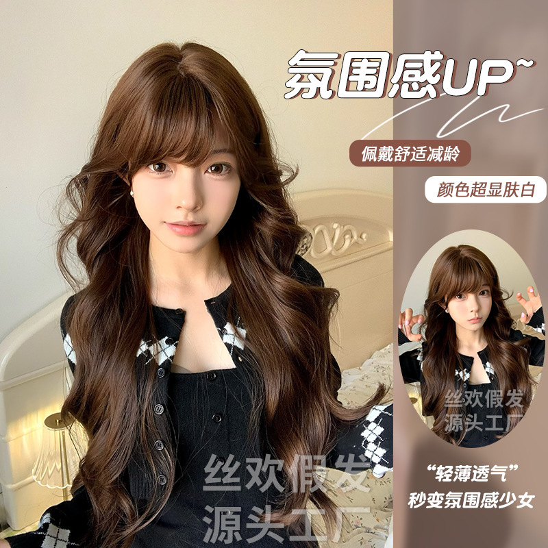 Silk Hair Wig Winter New Style Women's Daily Internet Celebrity Long Curly Hair Natural Sweet Realistic Full Head Wig Silk Hair Wig Winter New Style Women's Daily Internet Celebrity Long Curly Hair Natural Sweet Realistic Full Head Wig