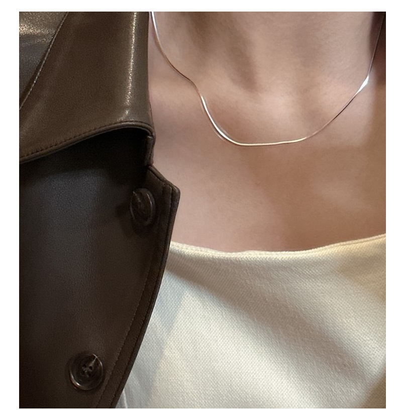 1 Piece Quantity 925 Sterling Silver Snake Chain Polishing Geometric Necklace