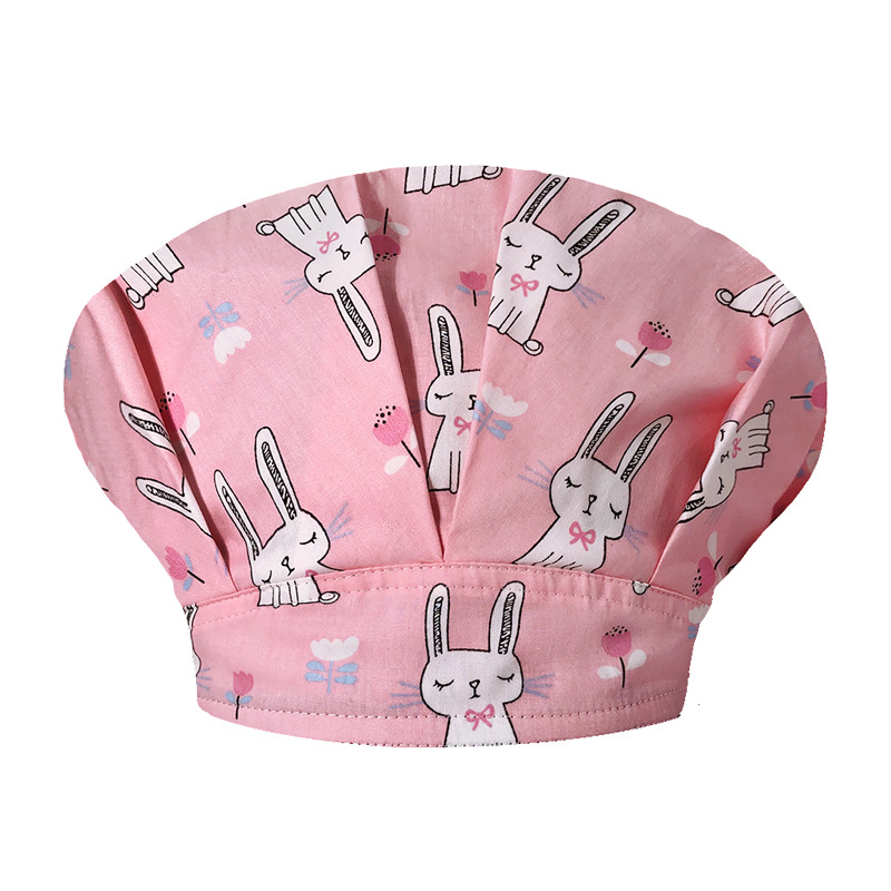 Tapa de operación directa de fábrica impresión femenina pequeño animal lindo sombrero de enfermera algodón salón de belleza odontología oral sombrero