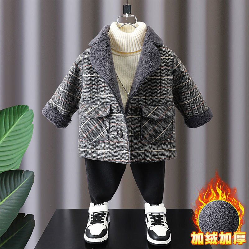 童装男童呢子大衣加厚外套2025新款中大儿童韩版洋气中长款大衣潮