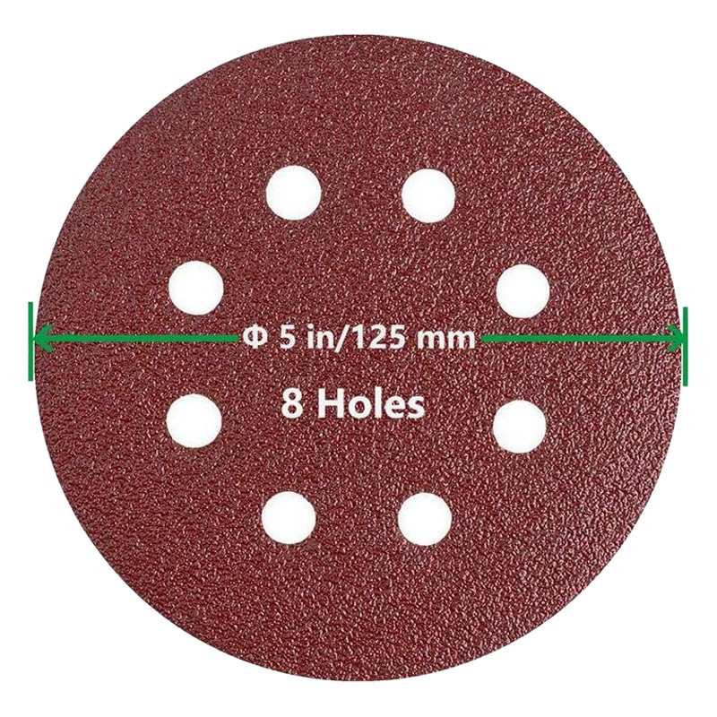Disco de papel de lija 125MM hoja cepillada 5 pulgadas 8 agujeros disco de terciopelo pulido en seco hoja de papel de lija autoadhesiva disco de flocado fábrica de arena