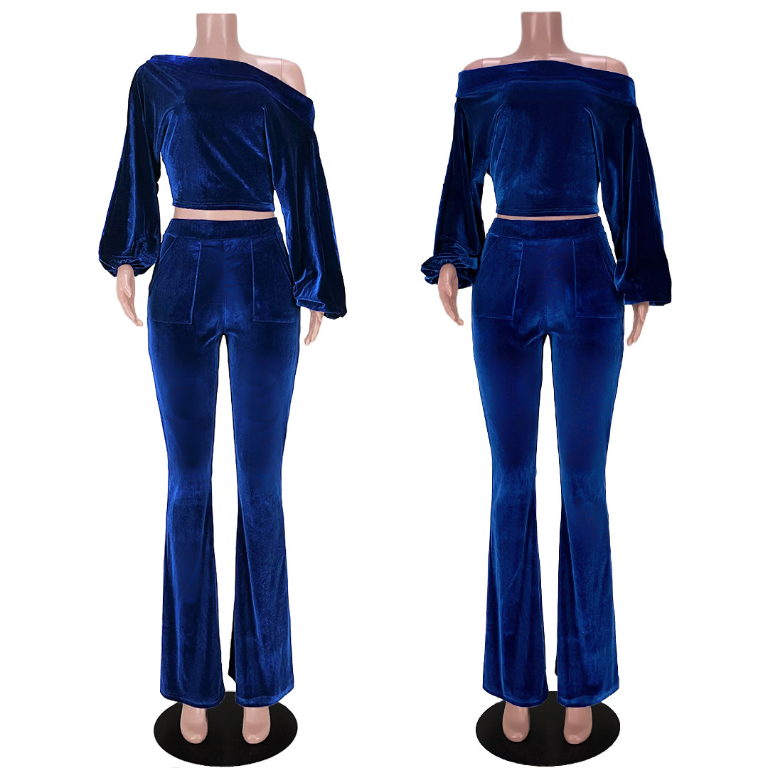 Completo pantalone donna per discoteca monospalla maniche a lanterna_voghion.com
