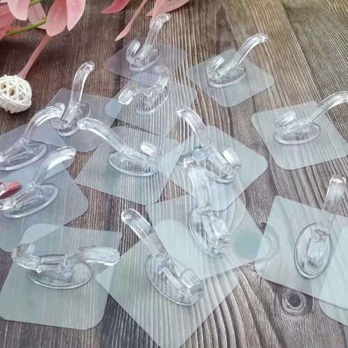Transparent coat hook, door hook, punch-free function, strong adhesive, traceless hook, bathroom live broadcast, good product
