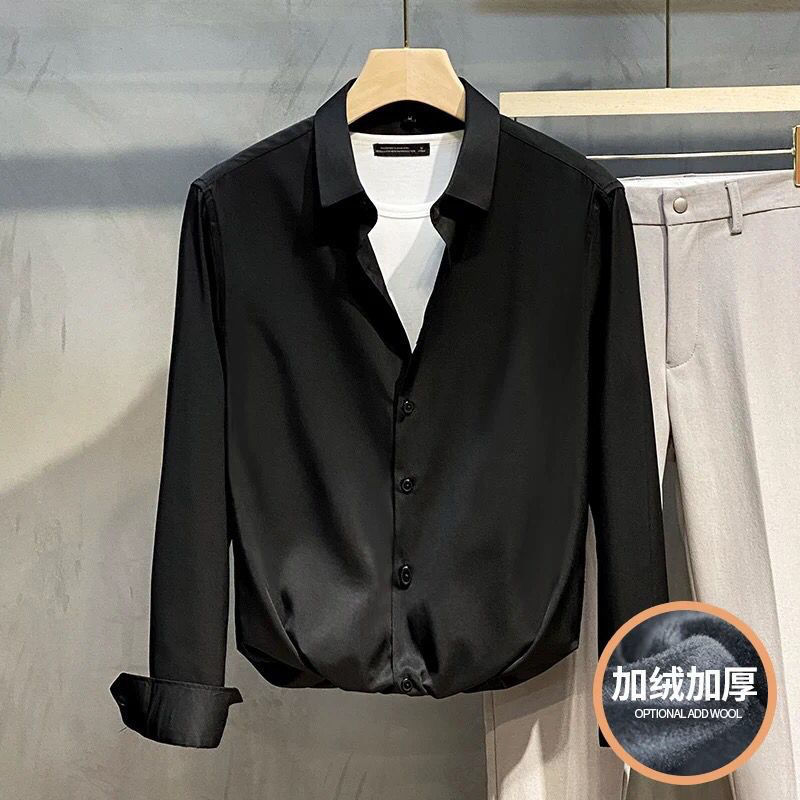 TikTok Net Red Youth Slim chaqueta de manga larga de estilo coreano camisa de diseño antiarrugas sin planchar para hombres