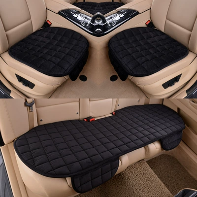 three-piece warm single piece — Seat cushion, seat cover - plaid-black-three-piece-set