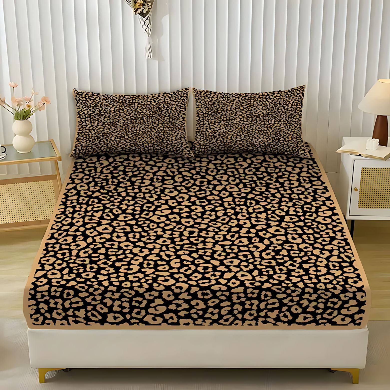 TEMU / JIT Transfronterizo suministro directo multicolor leopardo tema impresión digital 3D abrasión colcha de colcha de almohada conjunto