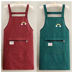 纯棉透气厨房围裙上班油污干活背带家用做饭工作服耐脏洋气围腰