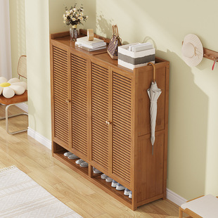Multi-Layer Shoe Rack Outside the Home Door, Large Shoe Cabinet, Indoor Corridor Bamboo Simple New Model 2025 Entry