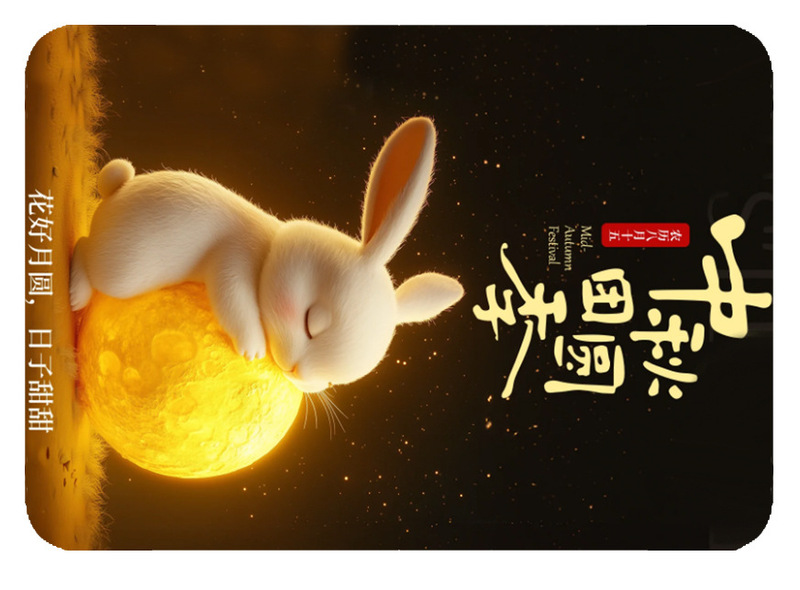 新款节日主题中秋佳节圆月文创纪念品磁吸贴 水晶玻璃冰箱贴礼品|undefined
