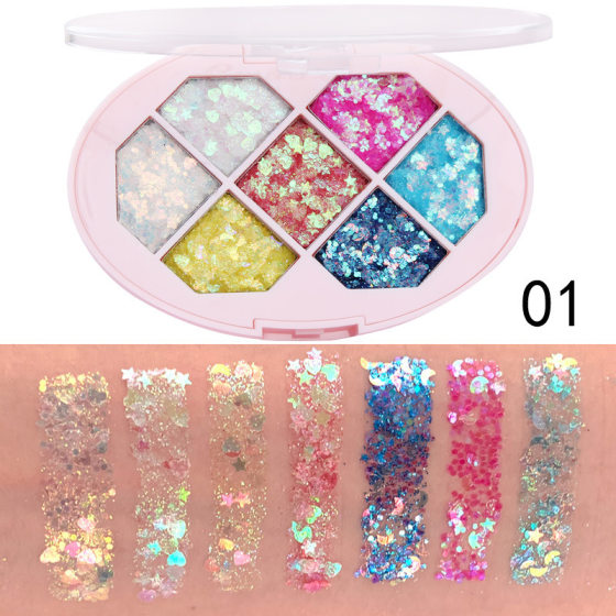 ins Super fire sequined eye shadow 7 color stage makeup table performance kindergarten children's makeup plate shiny crystal glitter eye