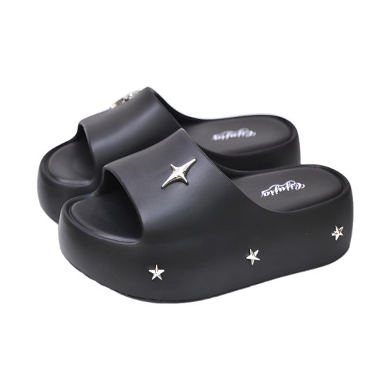 2025 Summer New Thick Slip-on Slippers Women's High-rise Wear-resistant Simple Beach Fashion Casual Sandals