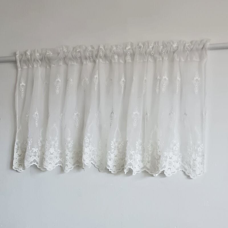 French-Style Lace Window Sheer Short Curtain, Half Curtain for Bedroom Balcony Bay Window Decoration, Pastoral Embroidered Door Curtain Finished Product L7 French-Style Lace Window Sheer Short Curtain, Half Curtain for Bedroom Balcony Bay Window Decoration, Pastoral Embroidered Door Curtain Finished Product L7