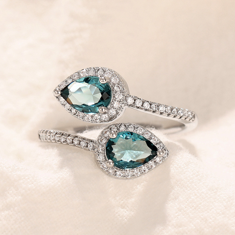 Classic Droplet Ring Adjustable Opening Luxury Jewelry For Party_voghion.com