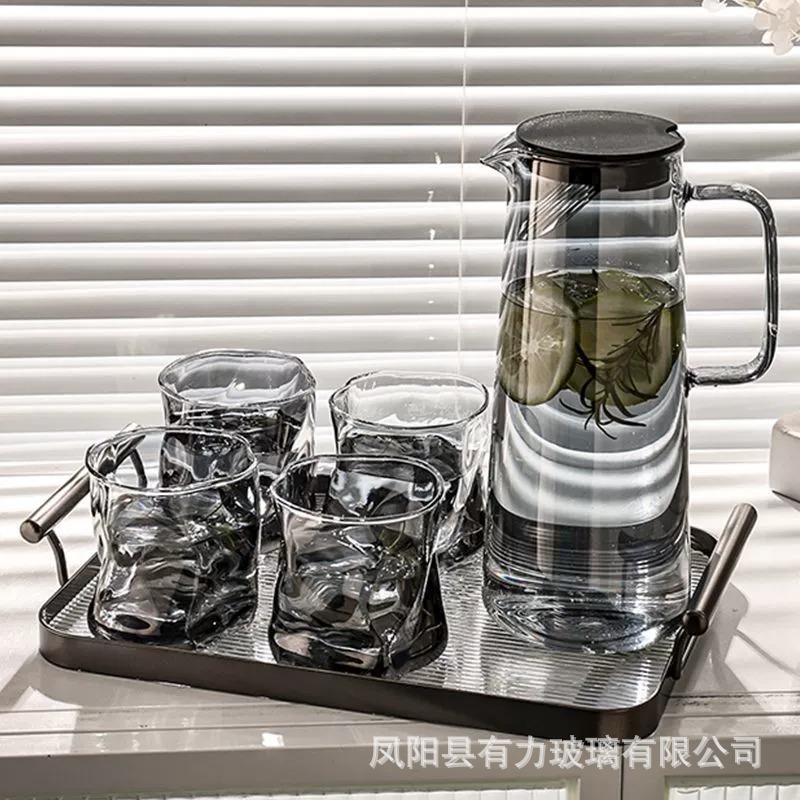 メーカー卸売り耐高温ガラス冷水筒高ホウ素シリコン飲料カップ家庭用浄水器セット冷水筒大容量|undefined