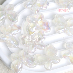 透色鎏金蝴蝶細閃蝴蝶直孔珠亞克力diy散珠頭繩串珠手機鏈配件