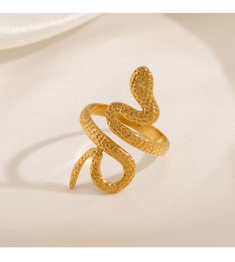 Acero Inoxidable 304 Chapados en oro de 18k Elegante Enchapado Serpiente Anillo Abierto display picture 1