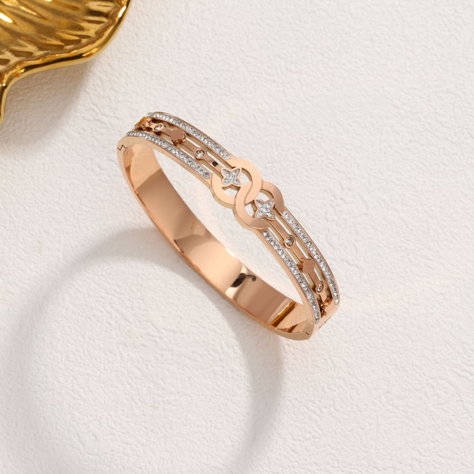 28 더블 C 팔찌 로즈 골드