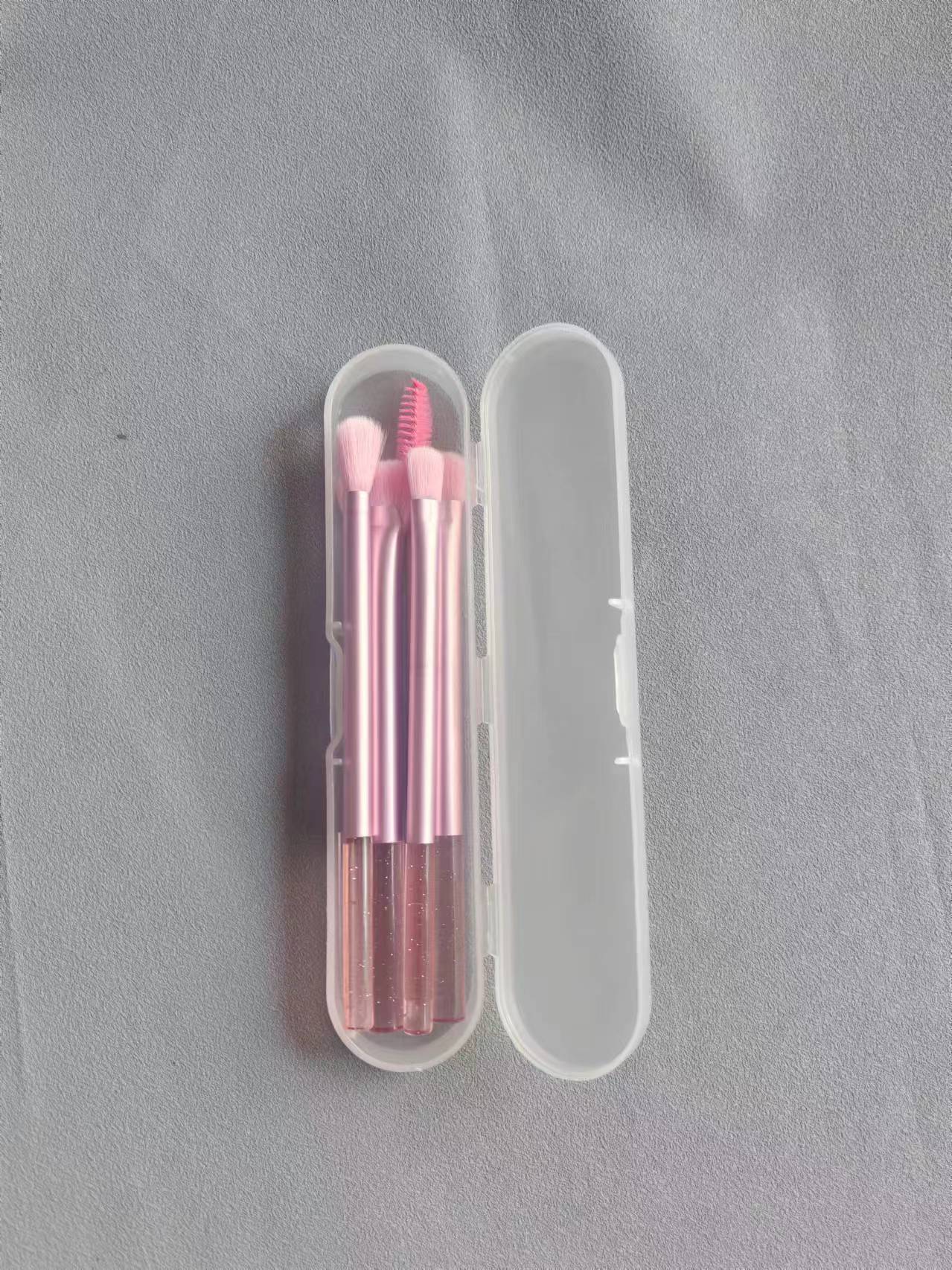 5 mini cepillo de maquillaje mango de cristal caja de almacenamiento a prueba de polvo cepillo de sombra de nariz cepillo de ojos conjunto completo cepillo de sombra de ojos transfronterizos