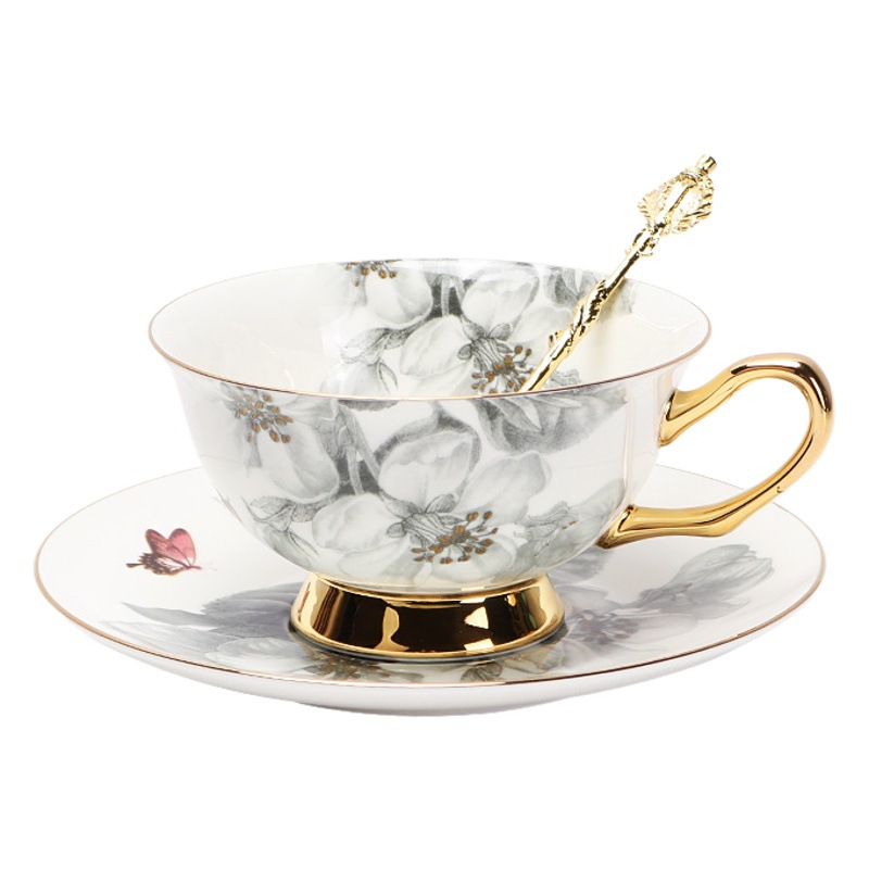 Nórdico ins simple Hueso fresco China taza de café y platillo traje lujo luz tarde juego té novias regalo
