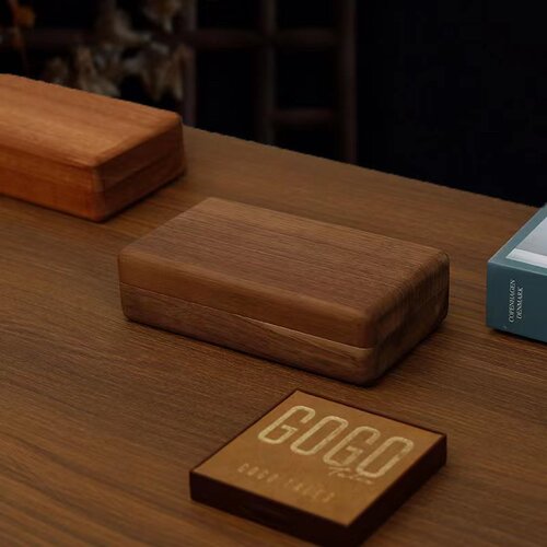 Wooden jewelry box black walnut wood retro small portable gold jewelry ring storage box high-end light luxury style