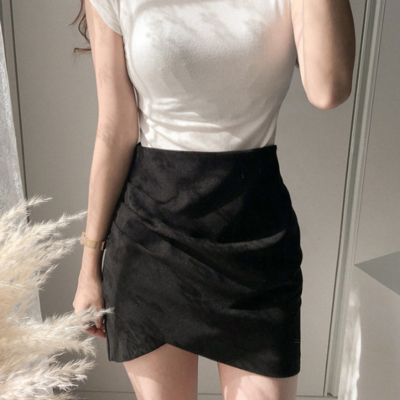 Fashion Solid Color Faux Suede Above Knee Skirts display picture 2