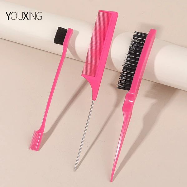 [High Quality] Flat Teeth 3-piece Set Rose Red