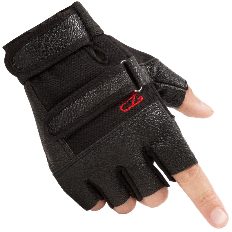 Medio dedo guantes de cuero hombres y mujeres deportes al aire libre equitación fitness montañismo Yue táctico salvaje motocicleta pu guantes de cuero