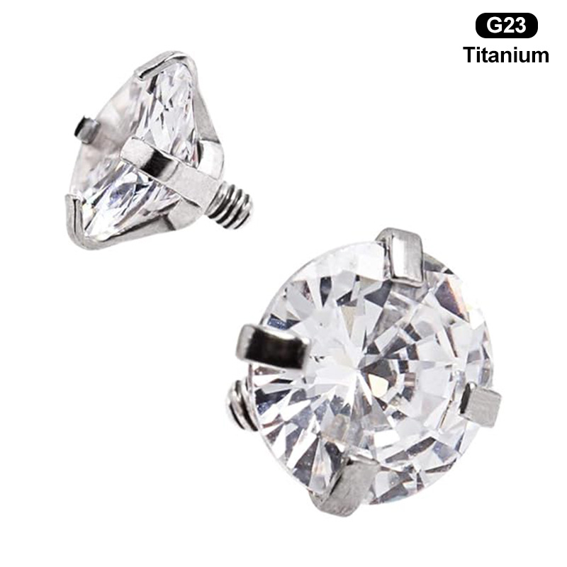 クロスボーダー F136 チタン合金ジュエリーヘッド 5A ジルコン外歯ネジリップネイルイヤリングへそネジ鼻ネジピアスアクセサリー