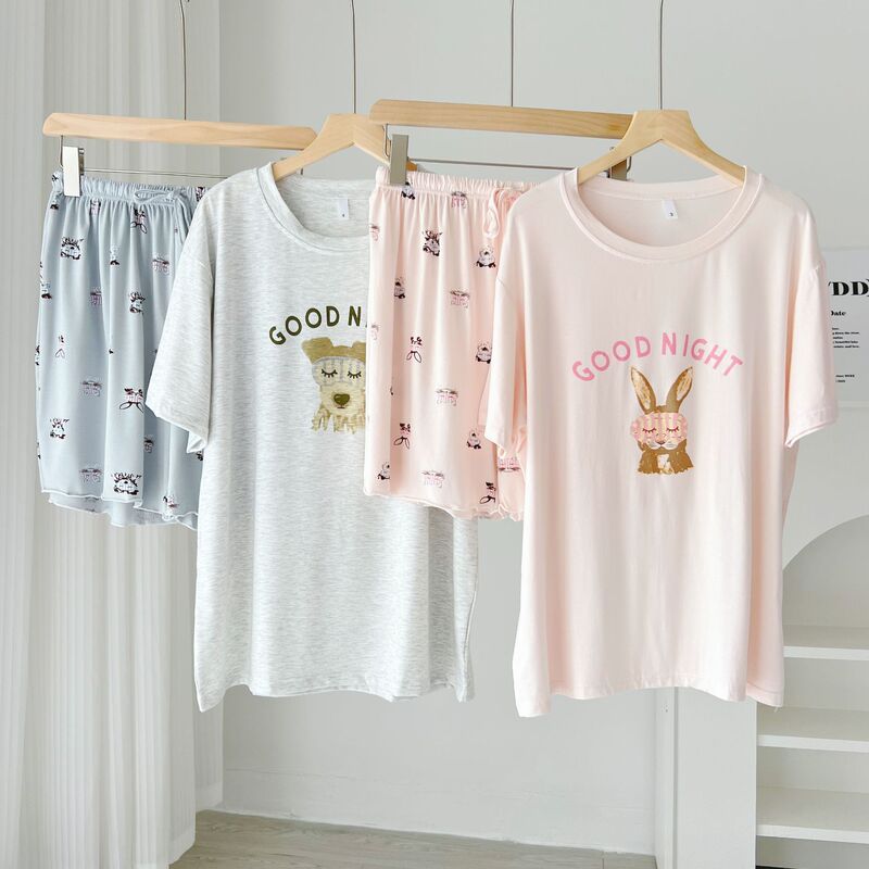 Dog Cute Cartoon Pajamas Women's Spring and Summer Short-sleeved Shorts Thin Sweet Casual Comfortable Home Clothes Set