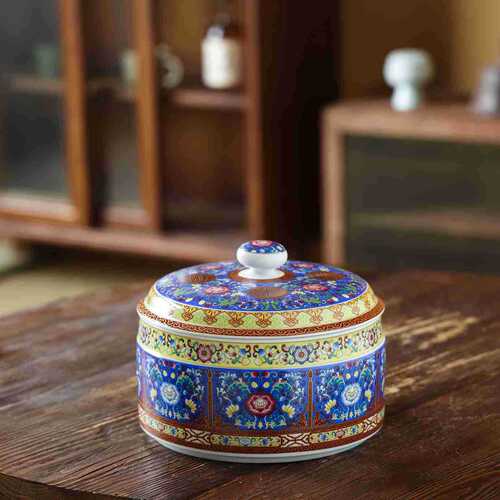Jingdezhen enamel ceramic tea cans large and small tea storage tea cans moisture-proof household tea cake sealed storage cans