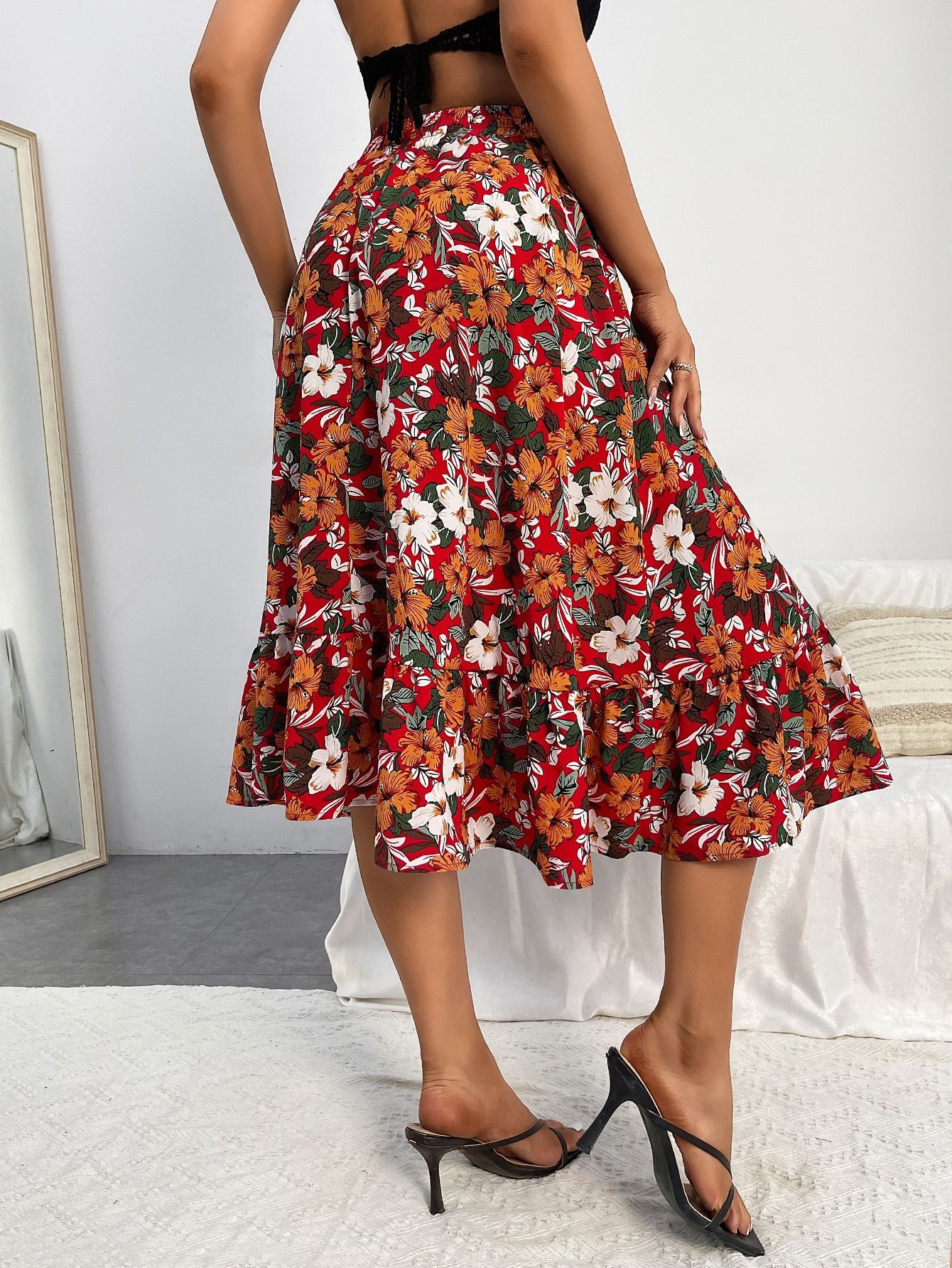 182g Weight Midi Dress Dress Length Type Skirt Dresses Type Spandex, Polyester Fabric Type High Waist Waist Line Inelastic Elasticity Holiday, Daily Occasion Regular Fit Fit Type Ditsy Floral, Leopard Pattern Spring, Autumn Season Women's Gender Casual, Streetwear Style Spring Autumn Casual Streetwear Ditsy Floral Leopard Spandex Polyester Midi Dress Skirts 56
