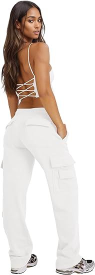Women's Clothing New Multi Pocket Y2K Overalls Casual Loose Sports Fitness Wide Leg Pants_voghion.com