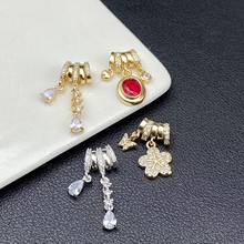 14k包金镶爱心金粉世家芒星提溜隔珠流苏水晶吊坠diy饰品配件文玩