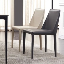 BB马鞍皮餐椅现代简约北欧轻奢意式极简家用皮椅子餐厅酒店洽谈椅