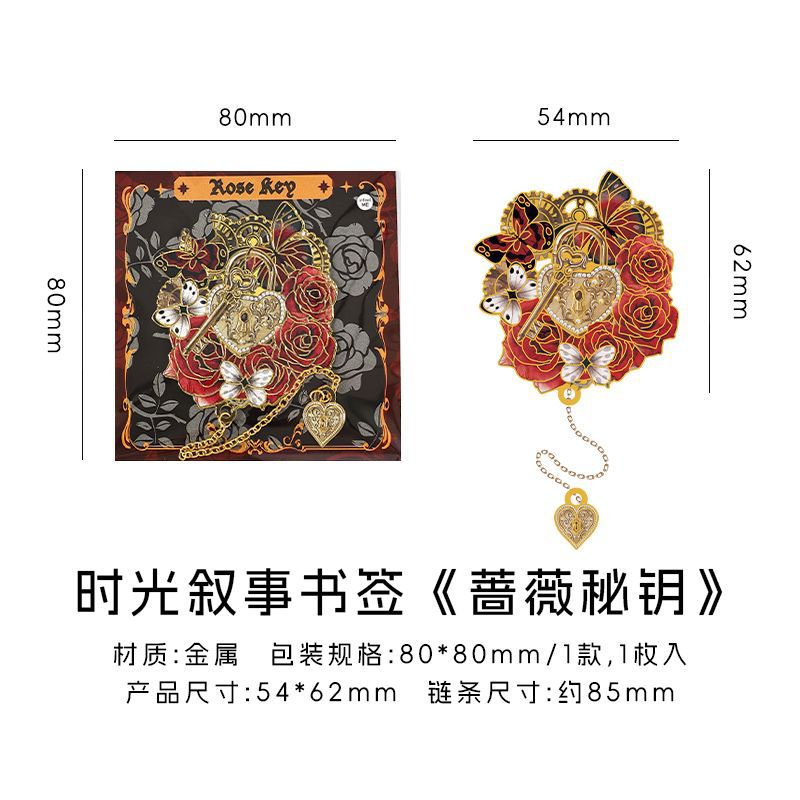 Infeel.me marcador de metal, narración de tiempo, reloj original, marcador de tema de rosa, marcador de lectura de estudiante