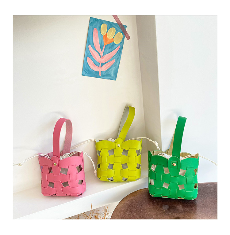 Kinder Frühling Pu-leder Einfarbig Mode Eimer Schnur Handtasche display picture 1