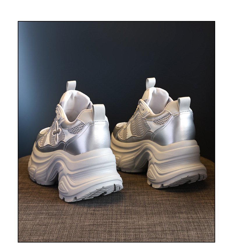 Giày sneaker nữ đế dày chunky mesh lưới thoáng khí, tăng chiều cao nhẹ nhàng — Màu trắng chi tiết 23