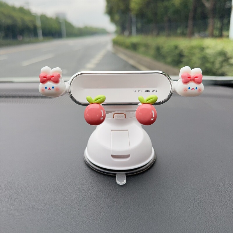 Car Mobile Phone Holder 2025 New Model for Girls, Dashboard Suction Cup Type, Multifunctional, Cute Cartoon Car Navigation Stand