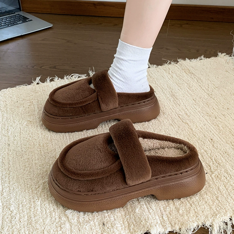 Плюс флисовая теплая толстая подошва шерстяные тапочки женский 2024 новый осенний и зимний дом