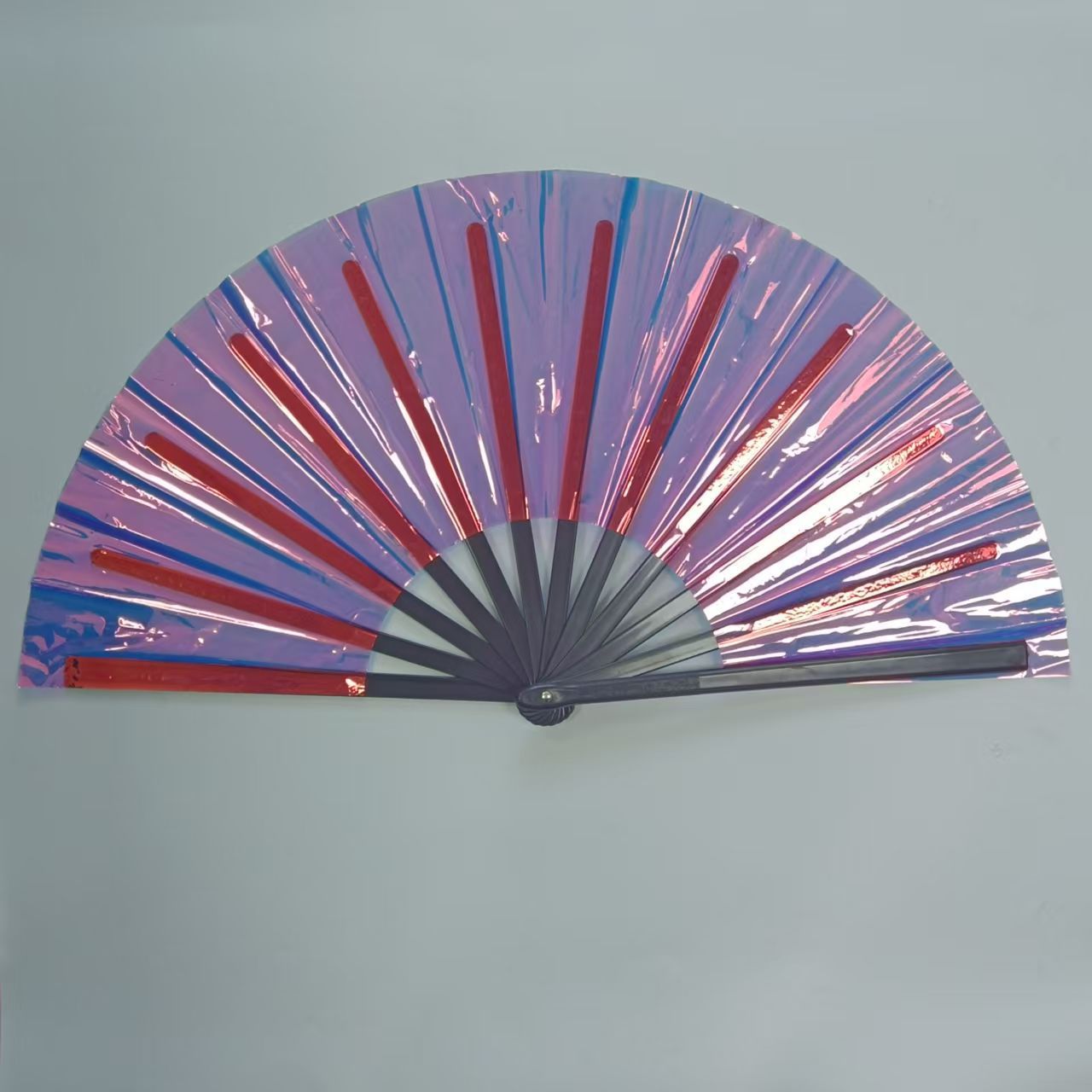 Nuevo abanico láser de PVC de venta caliente transfronterizo abanico de Tai Chi abanico de Kung Fu plegable holográfico concierto abanico colorido