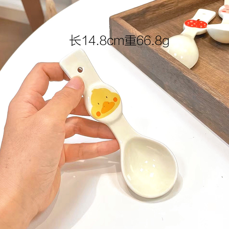 Ins风少女心かわいいセラミックスプーン家庭用赤ちゃんお食事スプーン高颜値デザートスプーンヨーグルトオート麦スプーン|undefined