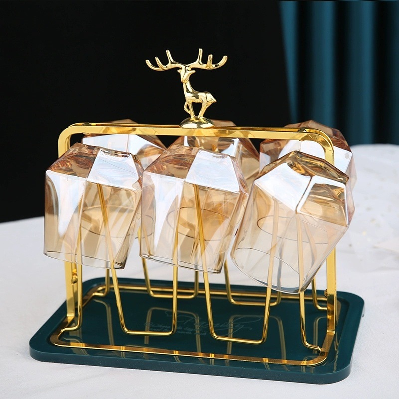 Elk Water Cup Rack, Deer Water Cup Rack, Gold Water Cup Rack, Home Organizer, Living Room Shelf, Glass Stand